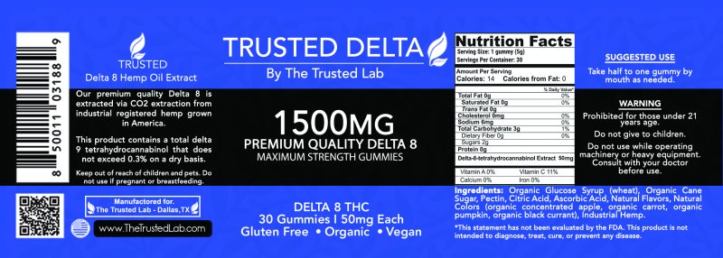 Trusted Delta Maximum Strength D8 Gummies (1,500mg) - Image 3