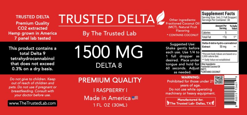 Trusted Delta D8 1,500 MG Oil (30ml) - Image 2