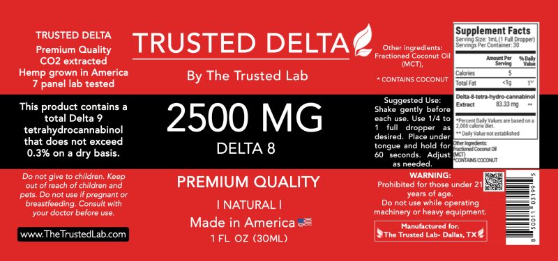 Trusted Delta D8 2,500 MG Oil (30ml) - Image 2