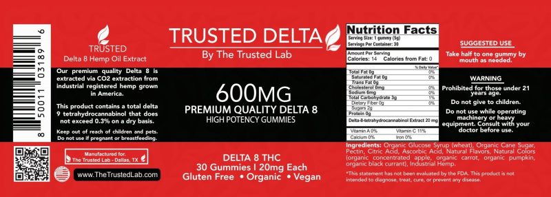 Trusted Delta High Potency D8 Gummies (600mg) - Image 3