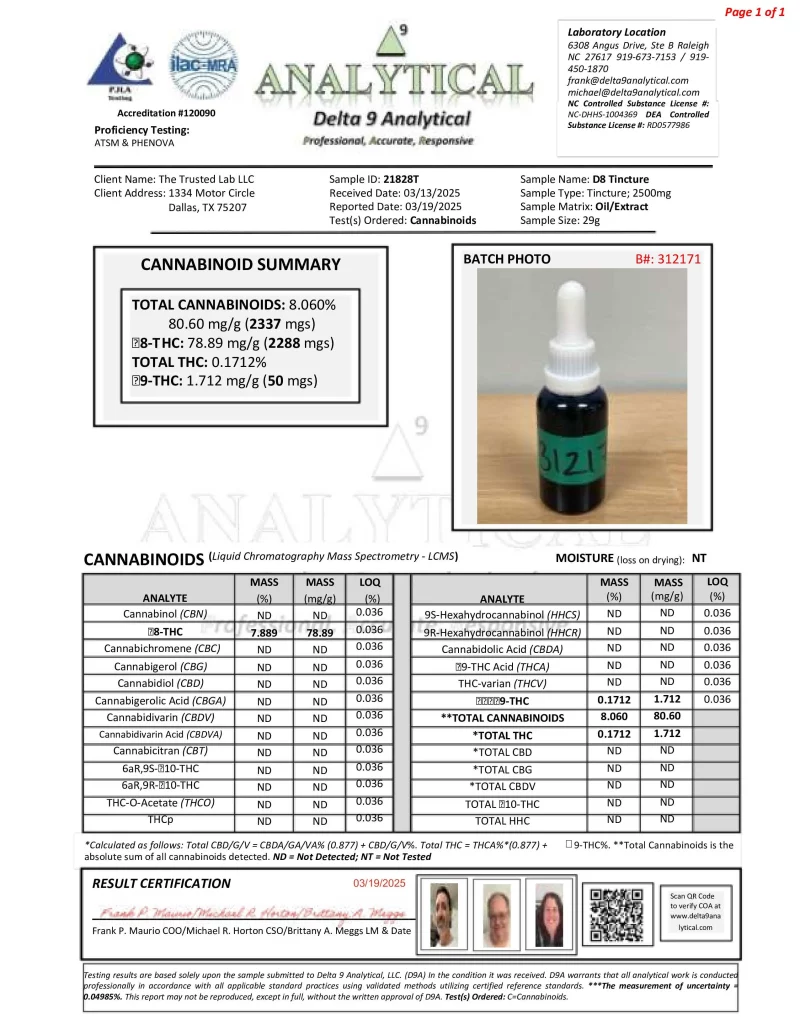 Trusted Delta D8 2,500 MG Oil (30ml) - Image 3